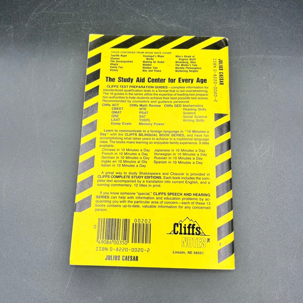 Cliffs Notes on Shakespeare Julius Caesar Study Guide Book Paperback 1980 - Picture 4 of 4